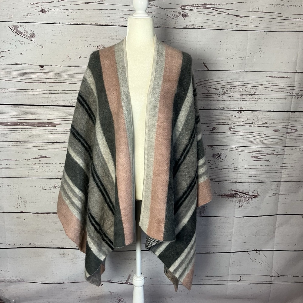 Free People Off Road Poncho One Size Striped Shawl Wrap Oversized Boho